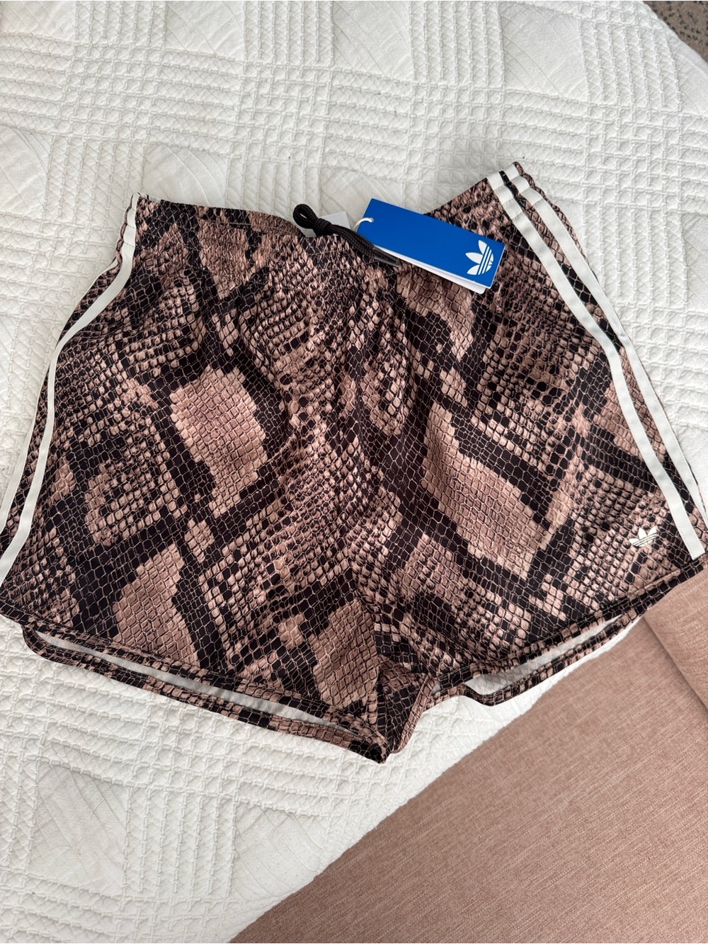 adidas Women’s Snake-Print Brown Athletic Shorts